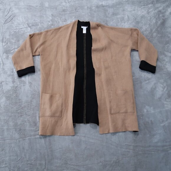 J. Jill Sweaters - J Jill Sweater Womens Beige L Open Cardigan Knit Reversible Pockets Stretch